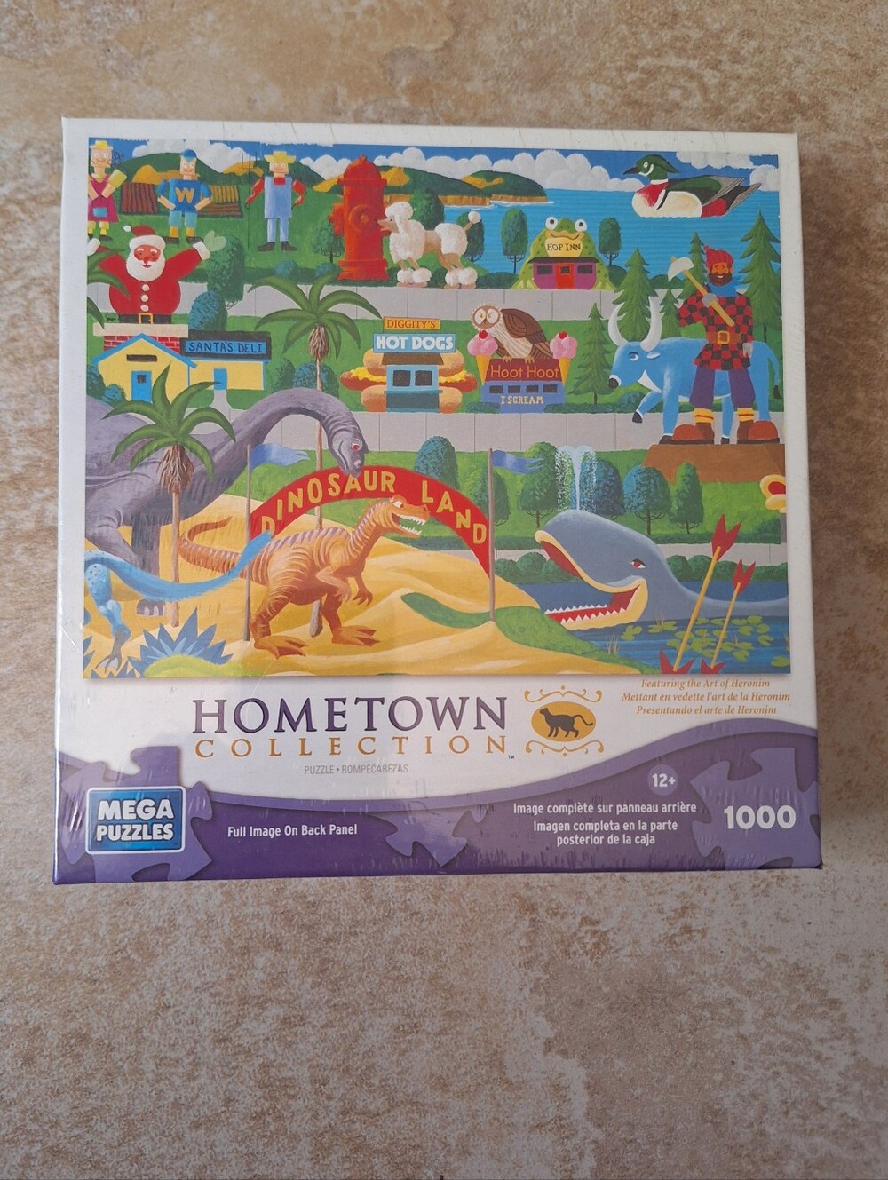 Mega Puzzles Hometown Collection "Dinosaur Land" 1000 Piece Jigsaw Puzzle NEW